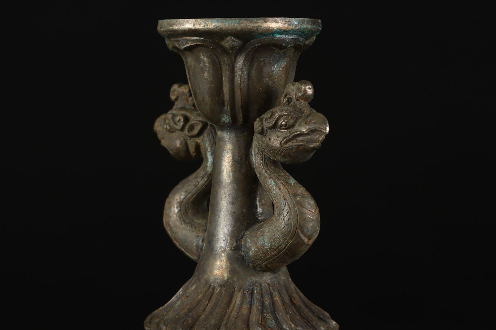 A Exquisite Bronze Phoenix-Ears Vase - 4