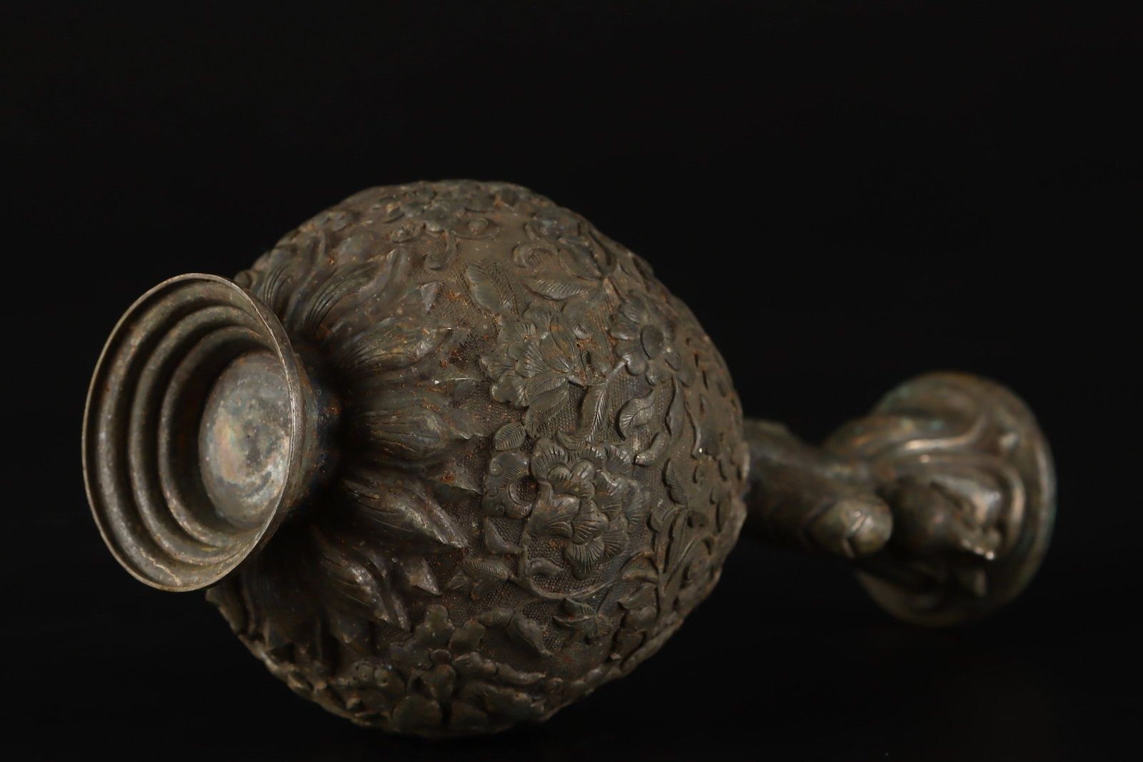 A Exquisite Bronze Phoenix-Ears Vase - 8