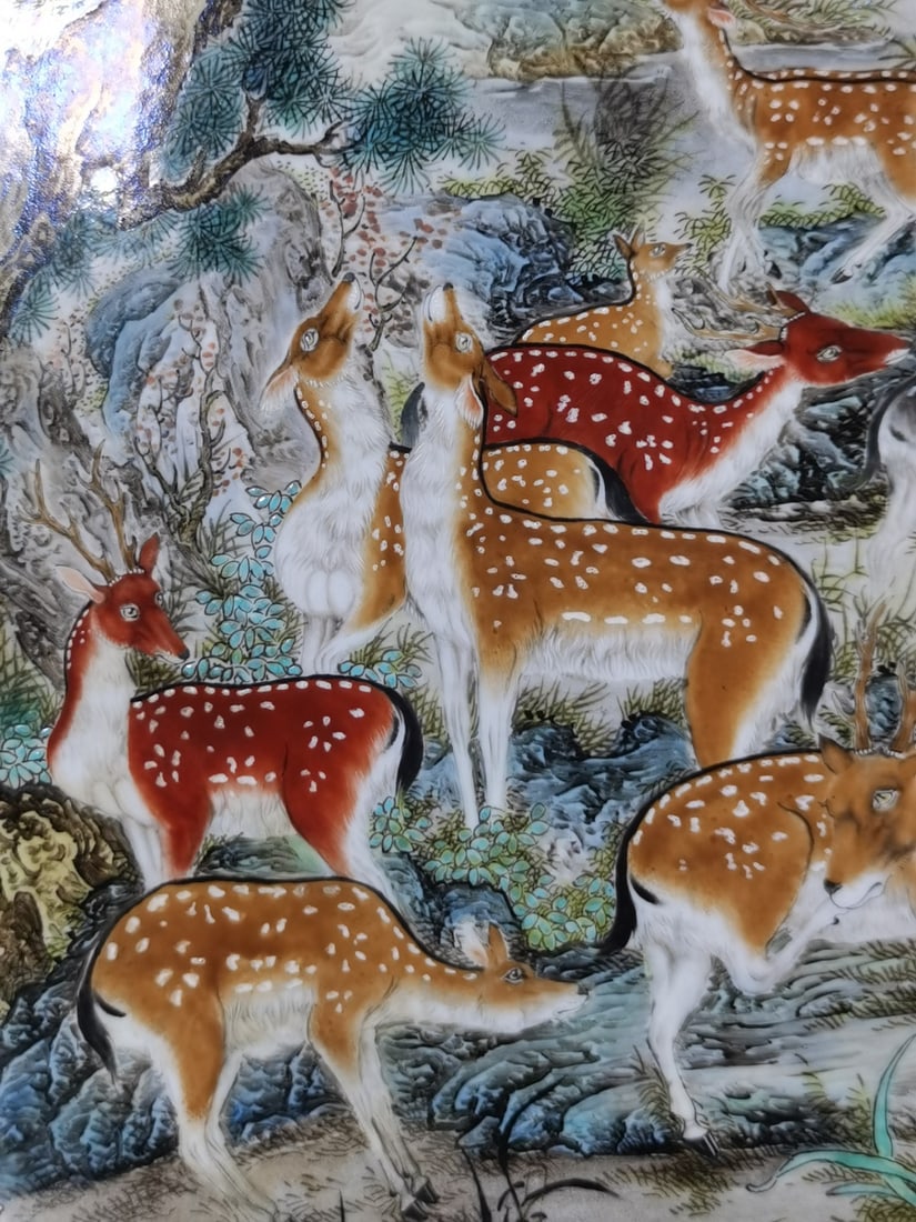 A Exquisite Enamel Sika Deer Pattern Plate - 3