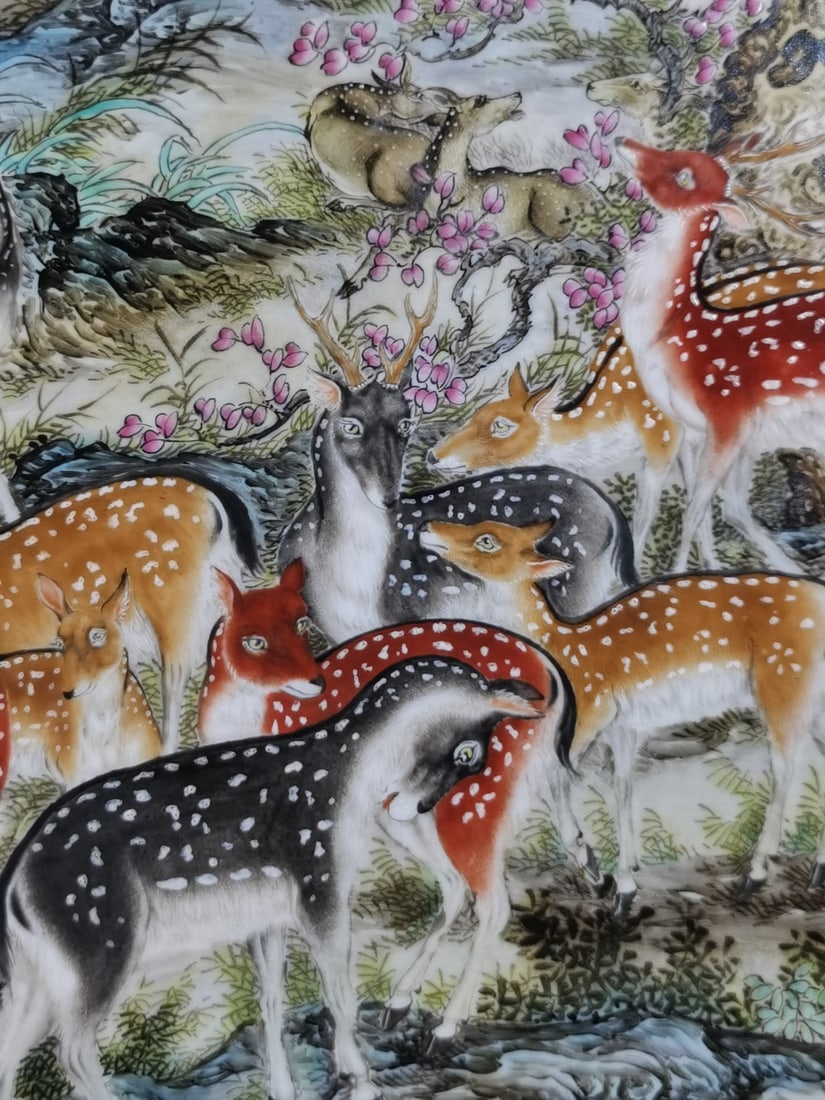 A Exquisite Enamel Sika Deer Pattern Plate - 4