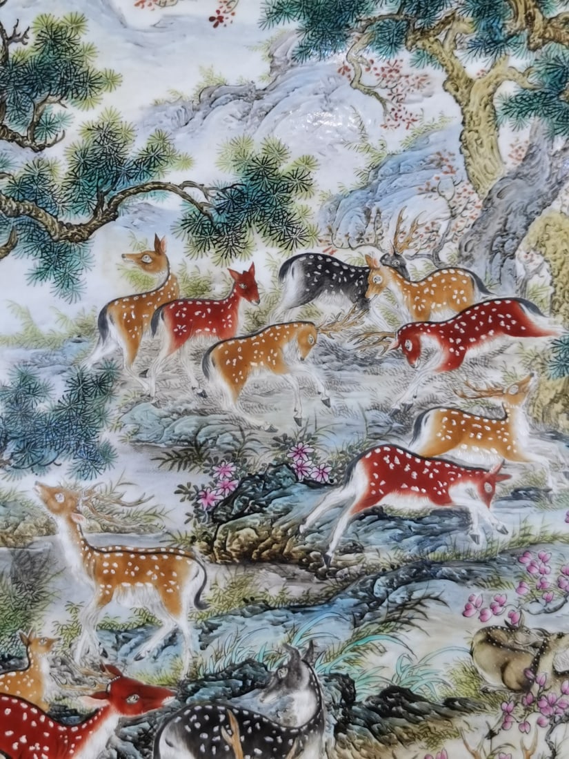 A Exquisite Enamel Sika Deer Pattern Plate - 6