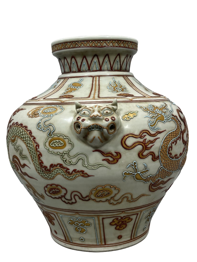 A Exquisite Underglaze-Red Dragon Pattern Vase - 4