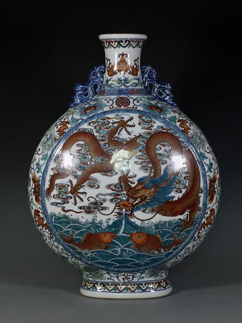 A Exquisite Doucai Iron-Red Dragon Pattern Vase - 3
