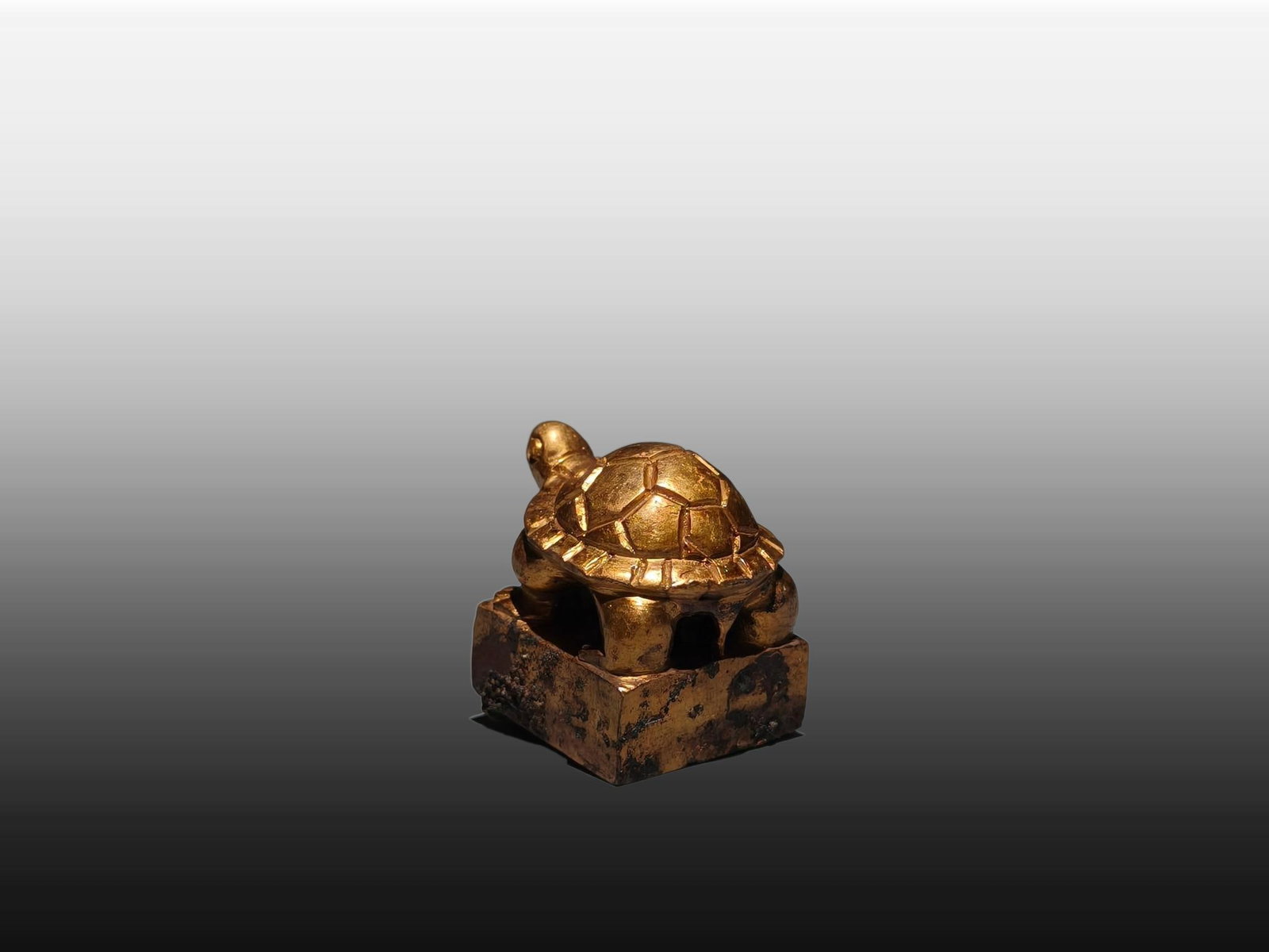 A Exquisite Gilt Bronze Turtle Seal - 6