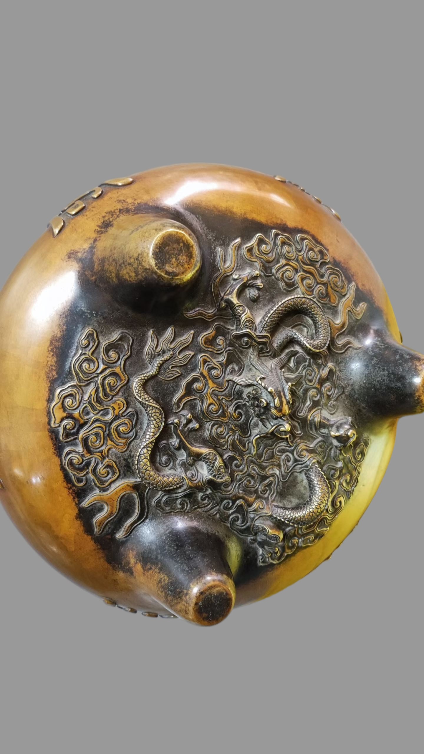 A Exquisite Copper Dragon Pattern Tripod Censer - 9