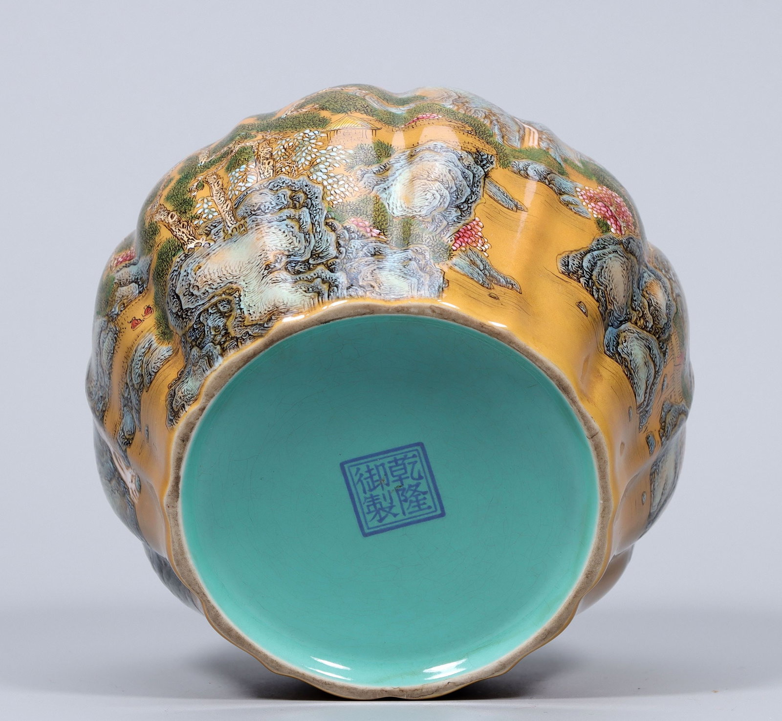 A Exquisite Yellow Ground Enamel Landscape Pattern Jar - 9