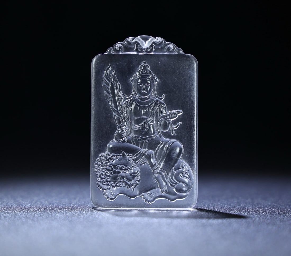 A Exquisite Crystal Buddha Pendant: A Exquisite Crystal Buddha Pendant,Qing Dynasty, China,Size:2.9inx1.8inx0.4in,Weight:71g 水晶佛牌,中国清代