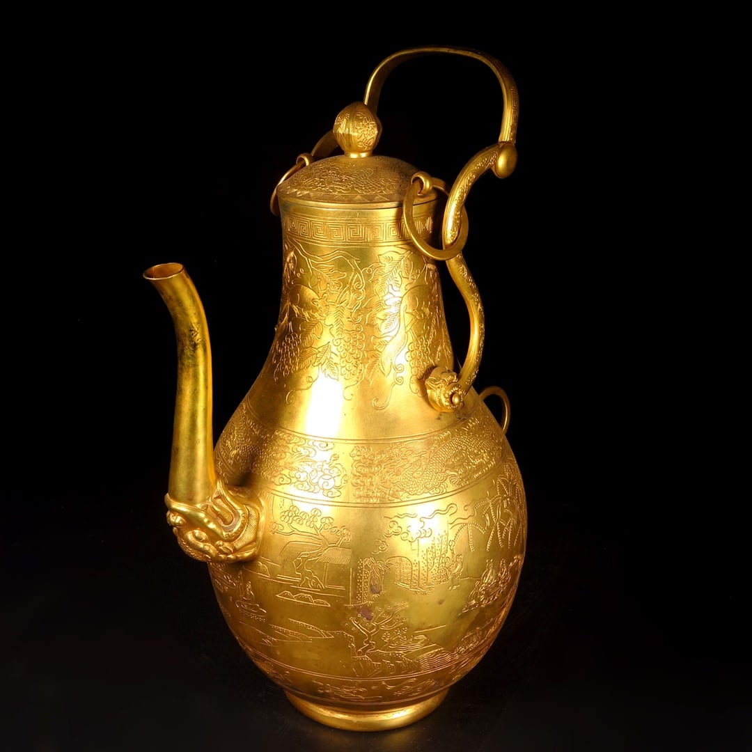 A Exquisite Gilt Bronze Figures Pattern Ewer - 6