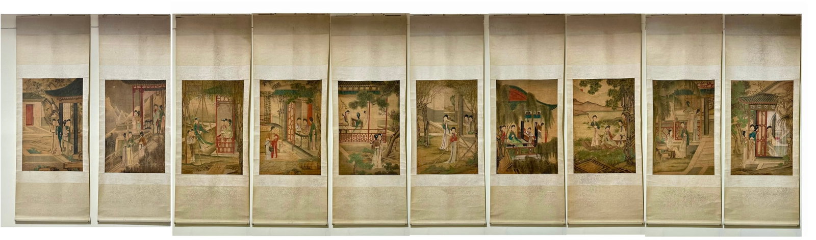 A Set of Chinese Vertical Scroll Ink Paintings of Figures on Paper: A Set of Chinese Vertical Scroll Ink Paintings of Figures on Paper,Qing Time of China,Jiao Bingzhen,withoutframesize:33.5inx21.7in