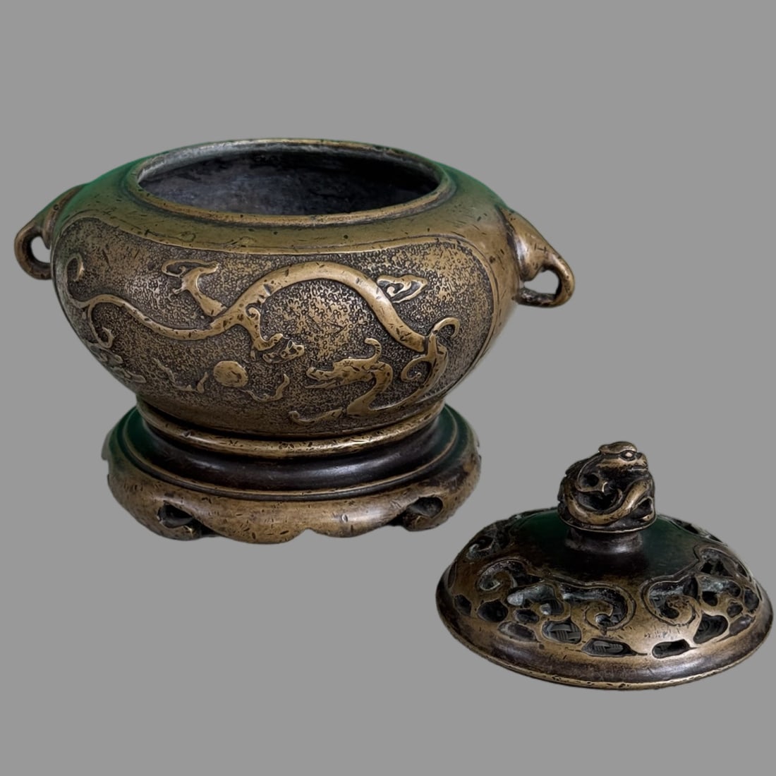 A Exquisite Brass Dragon Pattern Censer - 6