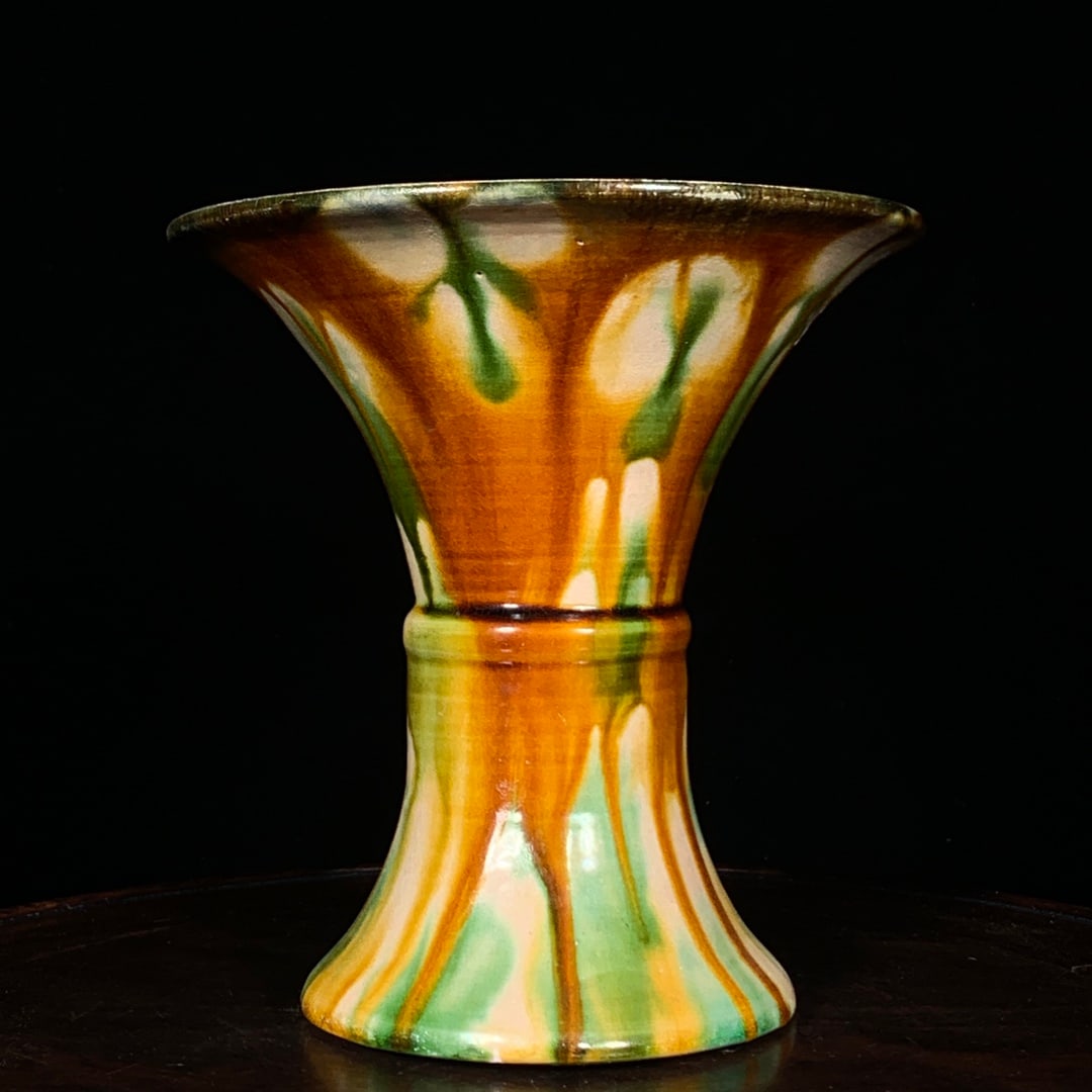 A Exquisite Tang Tri-Color Glazed Pottery Vase: A Exquisite Tang Tri-Color Glazed Pottery Vase,Tang Dynasty, China,Size:6.3inx5.9in 唐三彩瓶,中国唐代
