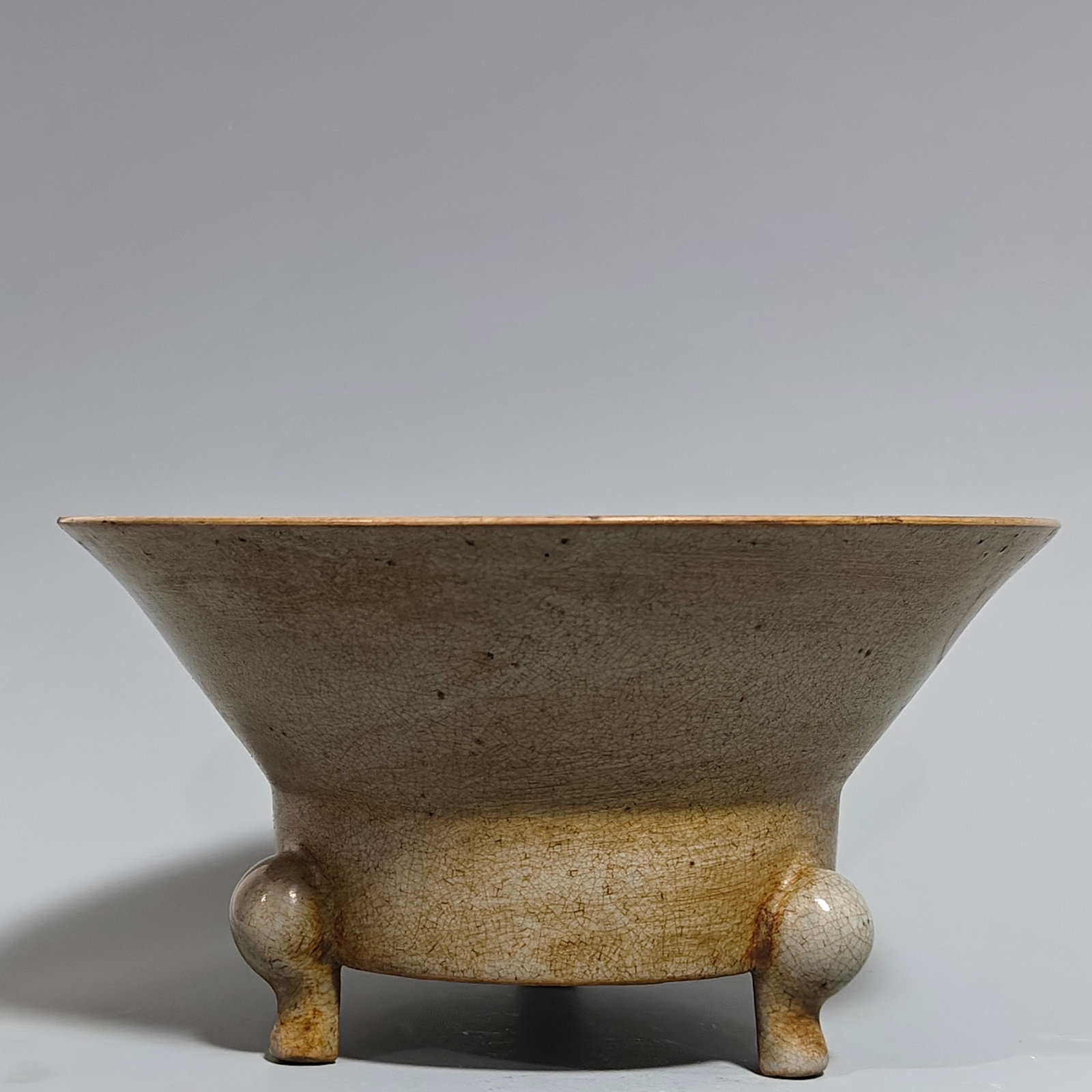 A Exquisite Ru Porcelain Tripod Censer Ornament: A Exquisite Ru Porcelain Tripod Censer Ornament,Song Dynasty, China,With Mark ,Size:4.3inx7.9in