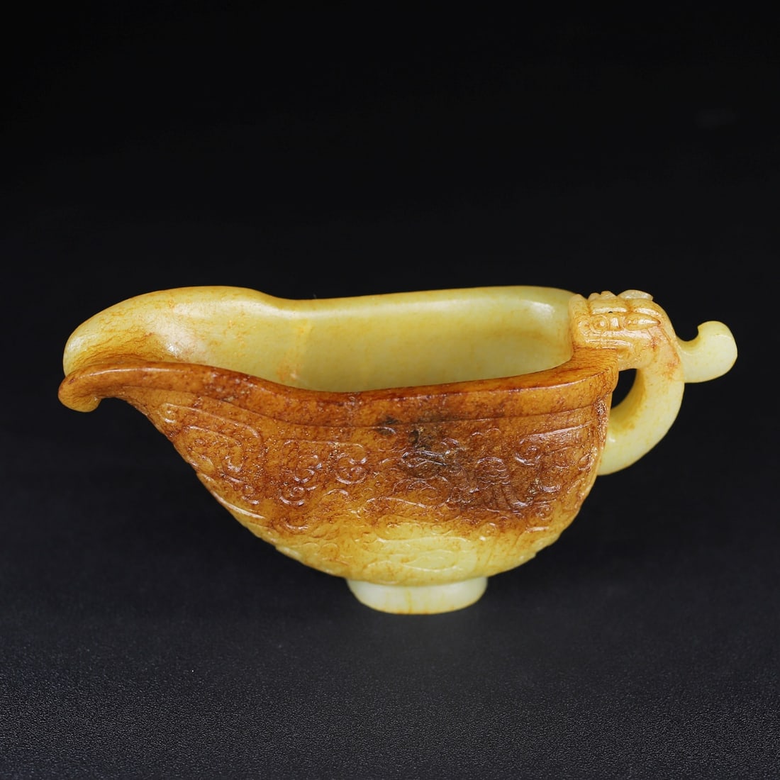 A Exquisite Hotan Jade Dragon and Phoenix Pattern Cup - 3