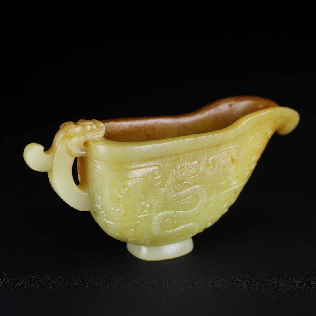 A Exquisite Hotan Jade Dragon and Phoenix Pattern Cup - 5