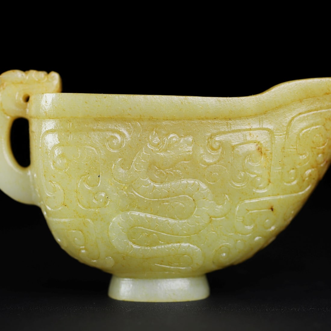 A Exquisite Hotan Jade Dragon and Phoenix Pattern Cup - 6
