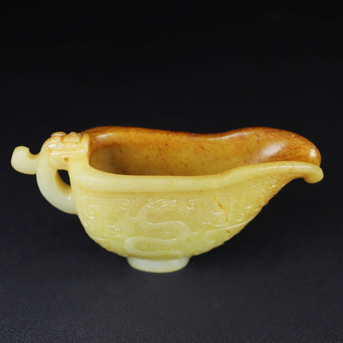 A Exquisite Hotan Jade Dragon and Phoenix Pattern Cup - 7