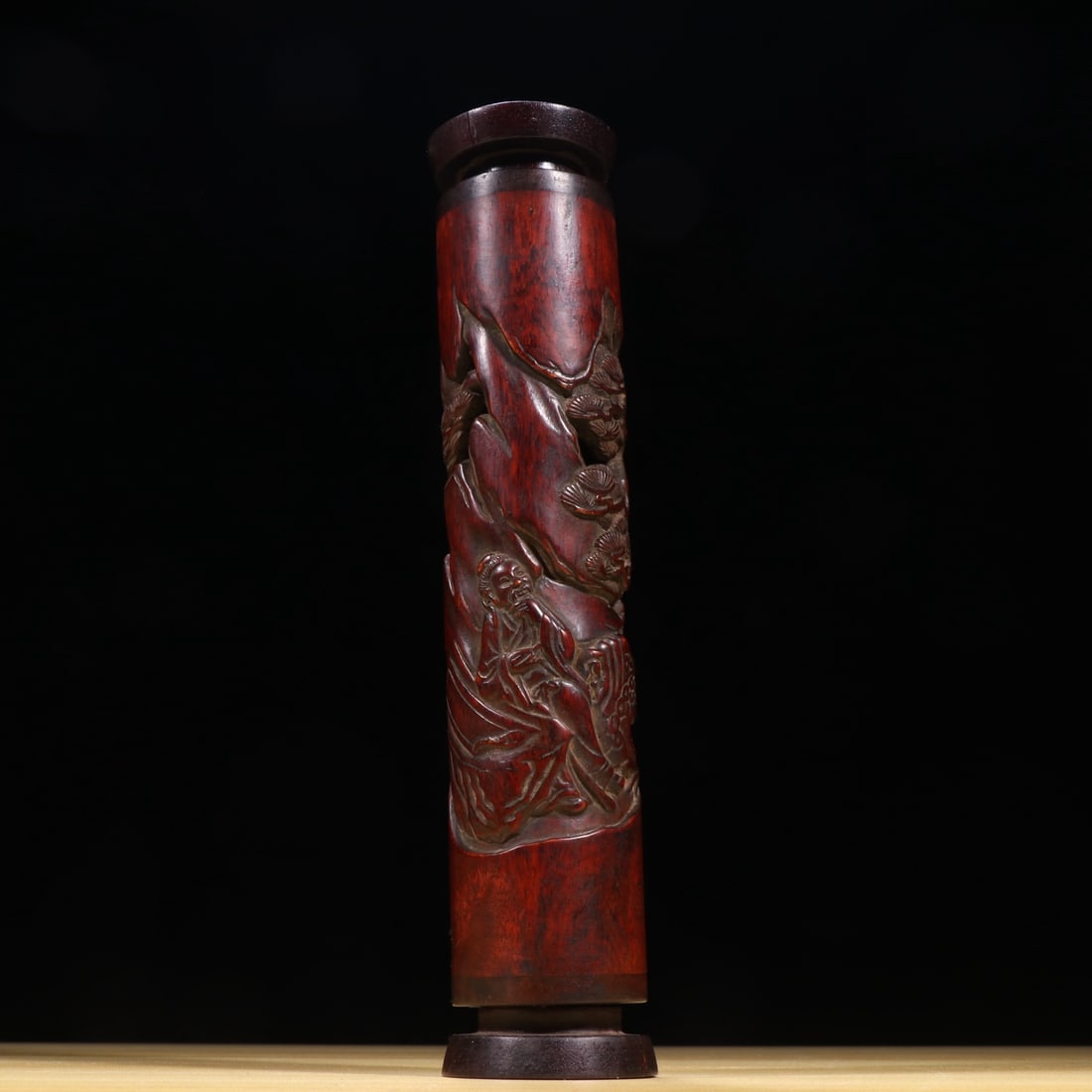 A Exquisite Eaglewood Carved Character and Story Pattern Incense Tube: A Exquisite Eaglewood Carved Character and Story Pattern Incense Tube,Qing Dynasty, China,Size:10.7inx2.3in,Weight:197.1g