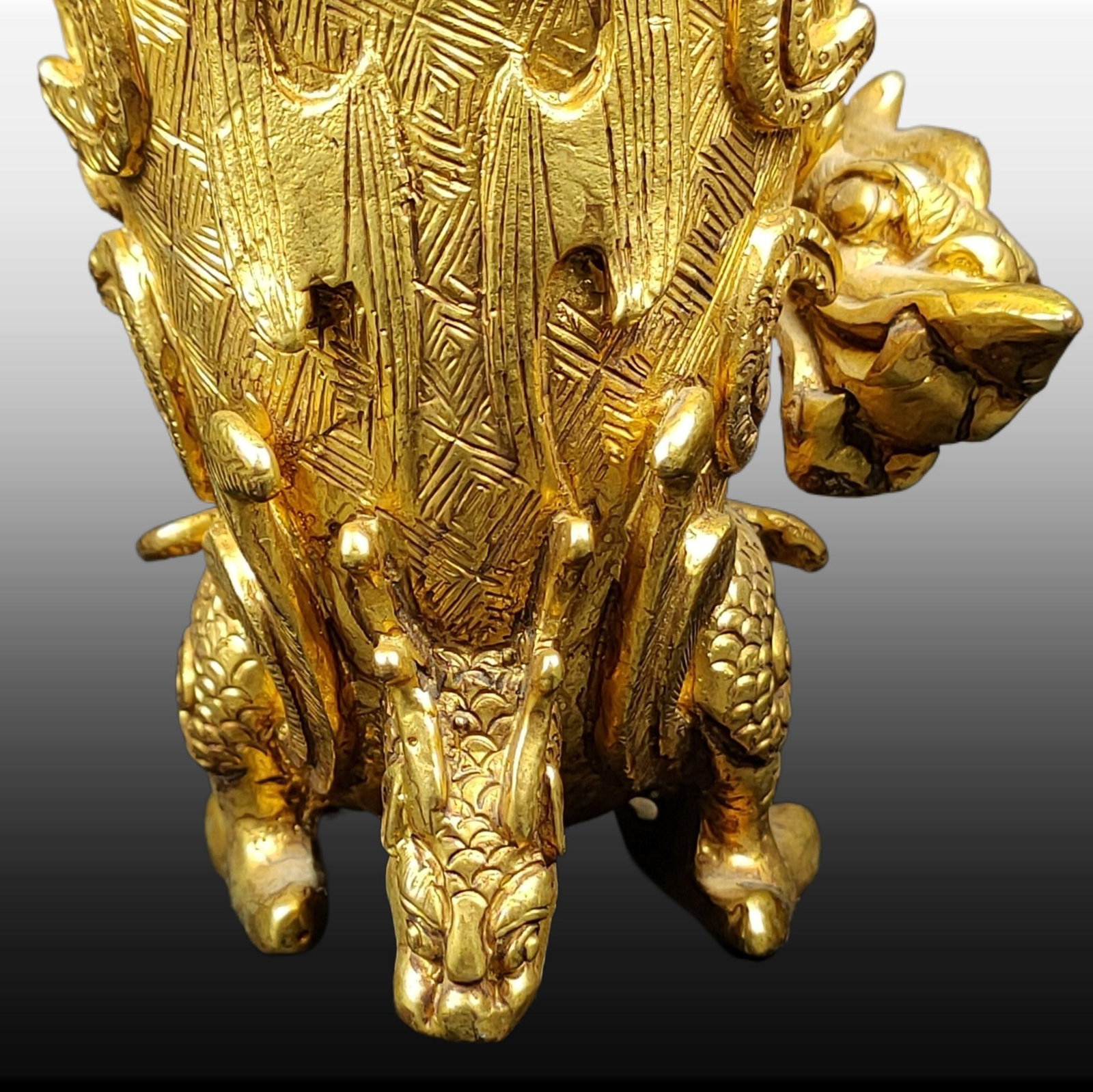 A Exquisite Gilt Bronze Dragon Pattern Goblet - 4