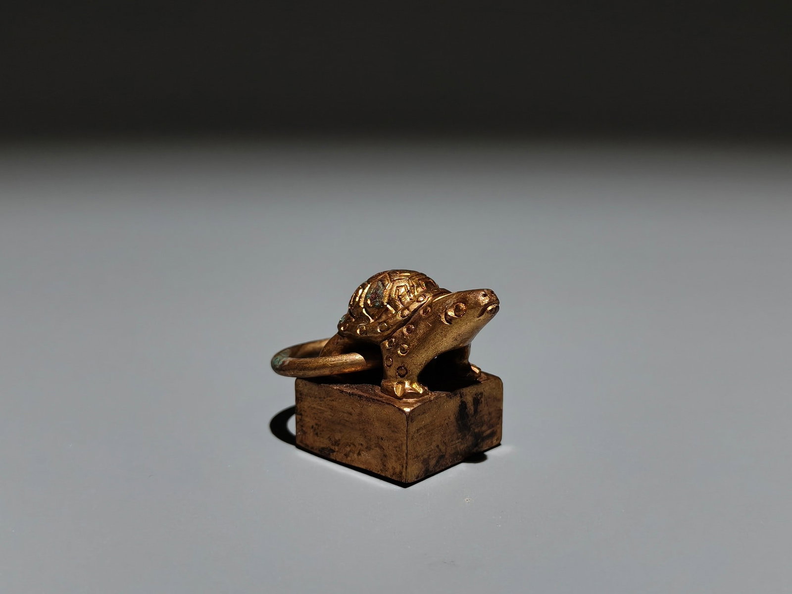 A Exquisite Gilt Bronze Turtle Seal - 4