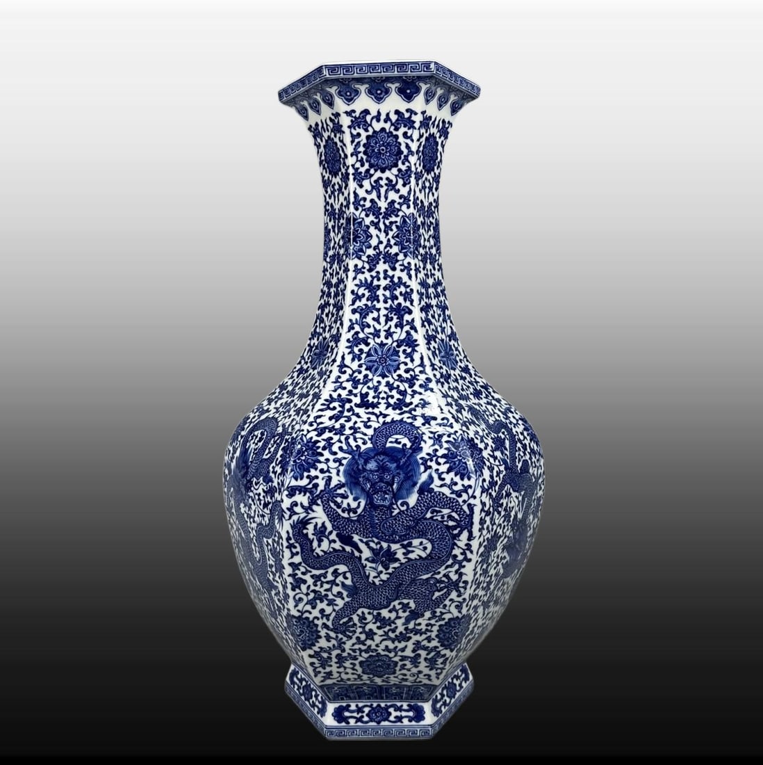 Blue and White Dragon Pattern Vase - 3