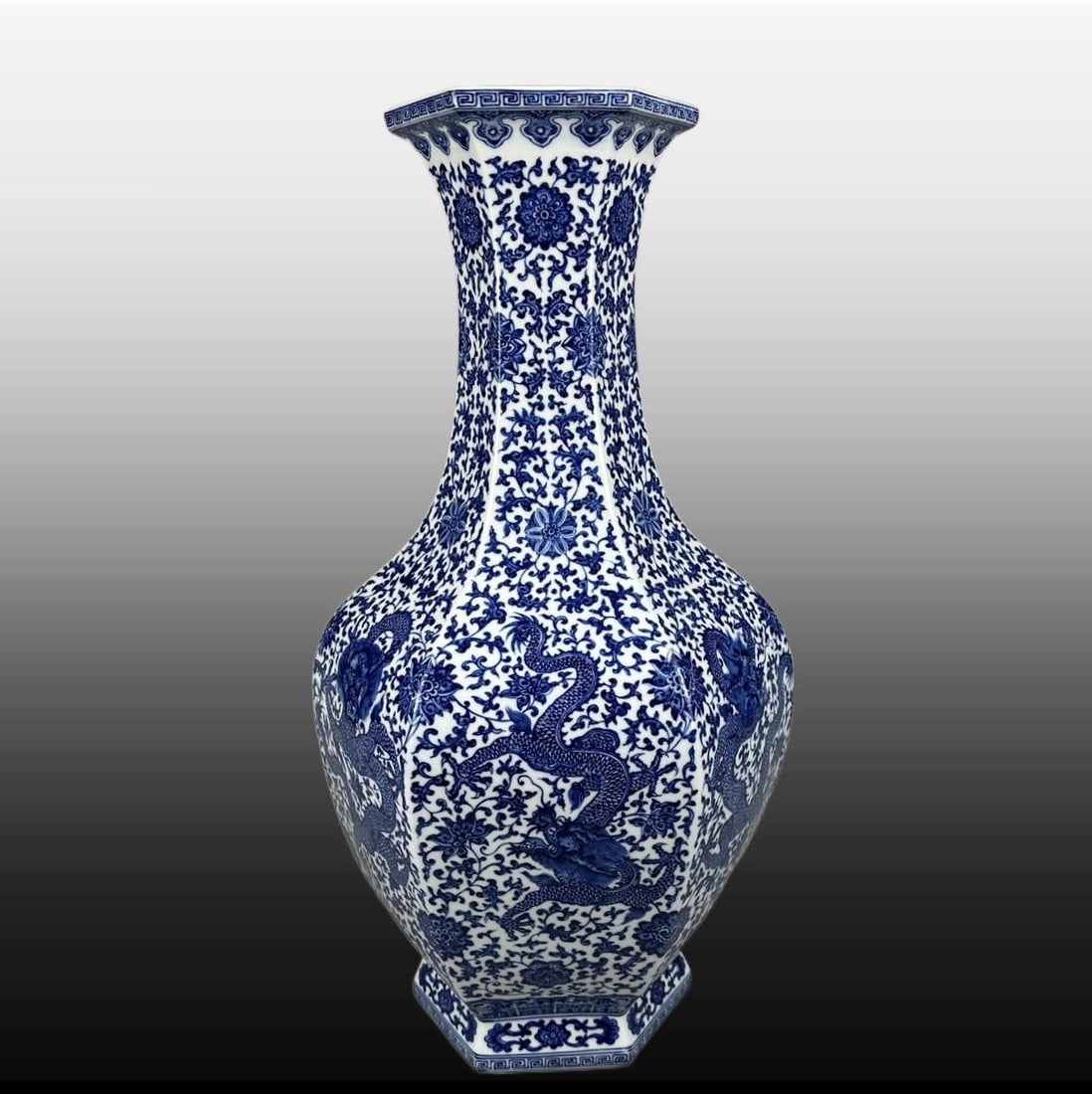 Blue and White Dragon Pattern Vase - 4