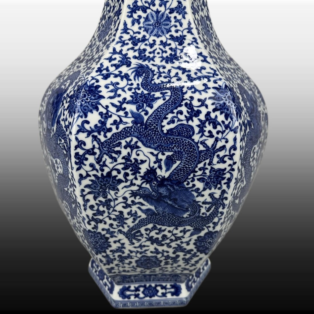 Blue and White Dragon Pattern Vase - 6