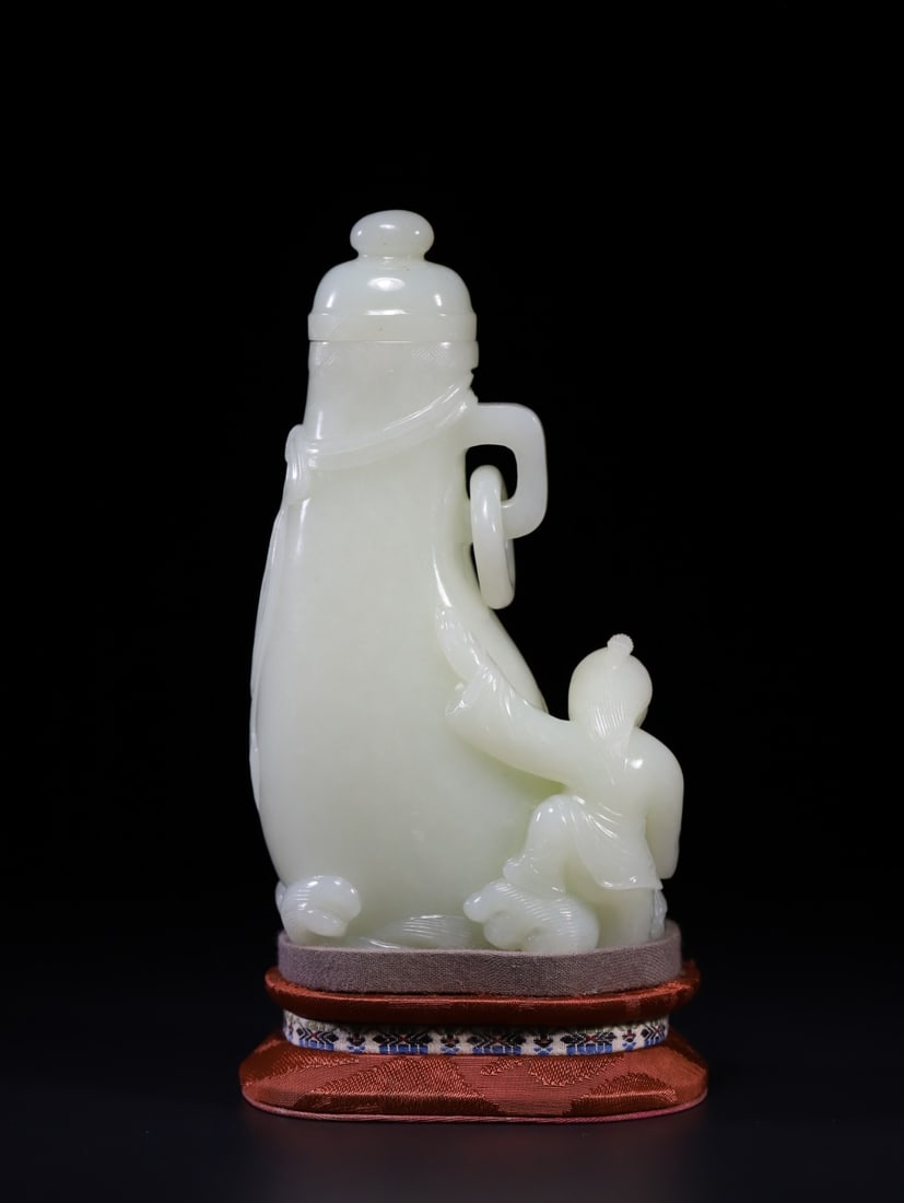 A Exquisite Hotan Jade Figures Vase - 2