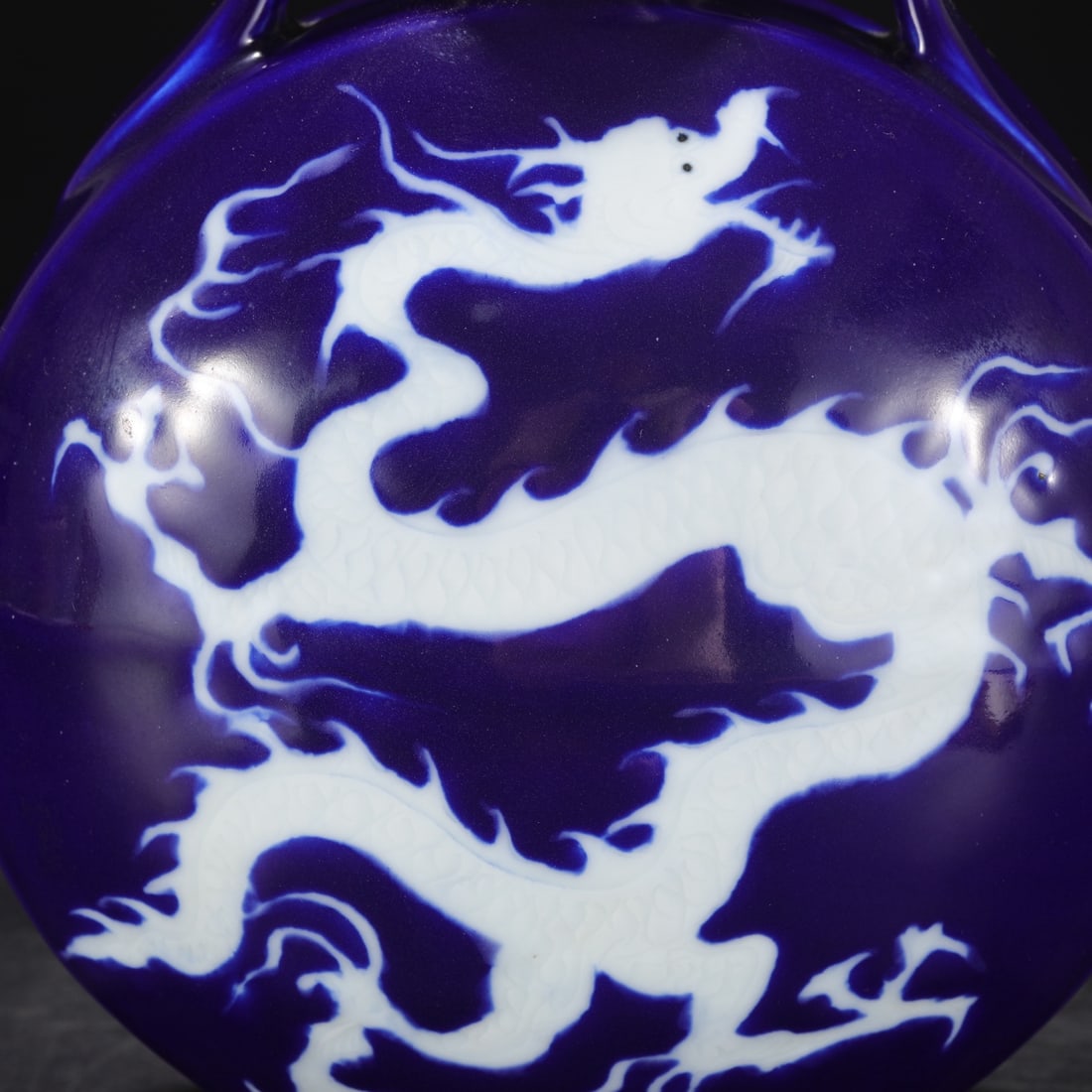A Exquisite Ji Blue Glazed Dragon Pattern Vase - 8