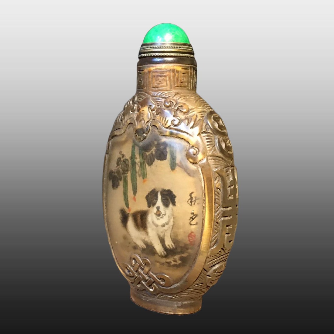 A Exquisite Colored glaze Dog Pattern Snuff Bottle - 5