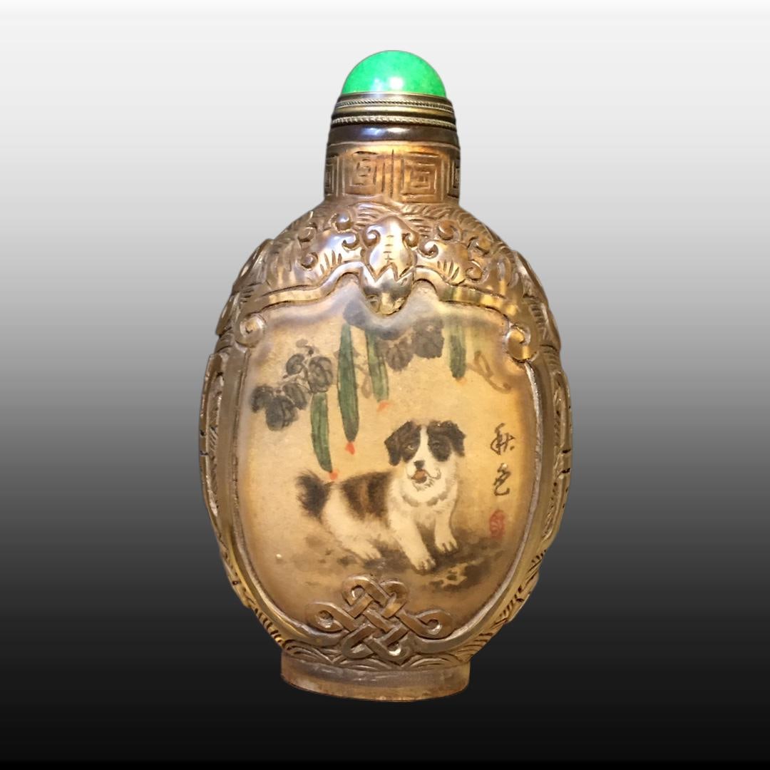 A Exquisite Colored glaze Dog Pattern Snuff Bottle - 7