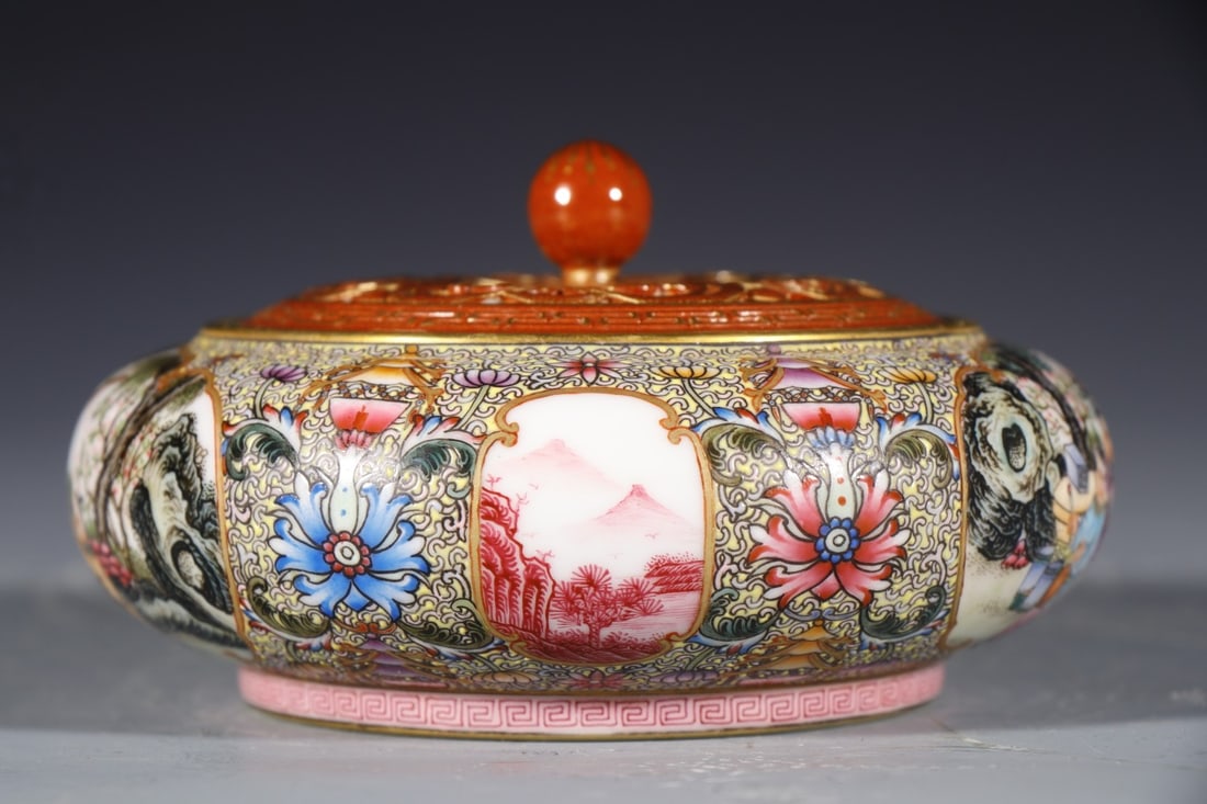 A Exquisite Enamel Iron-Red Figures Pattern Censer - 2