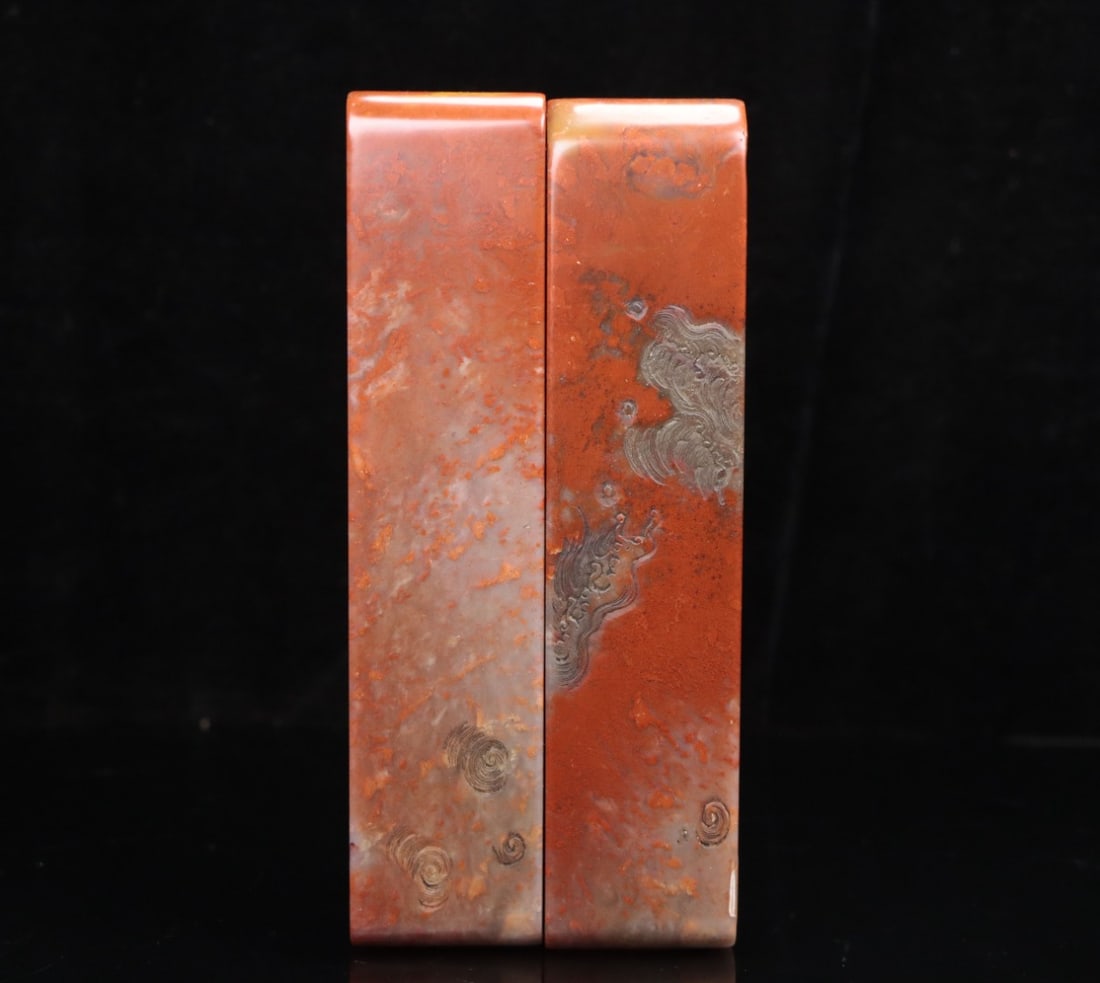 A Exquisite Shoushan Stone Dragon Pattern Brush Washer - 10