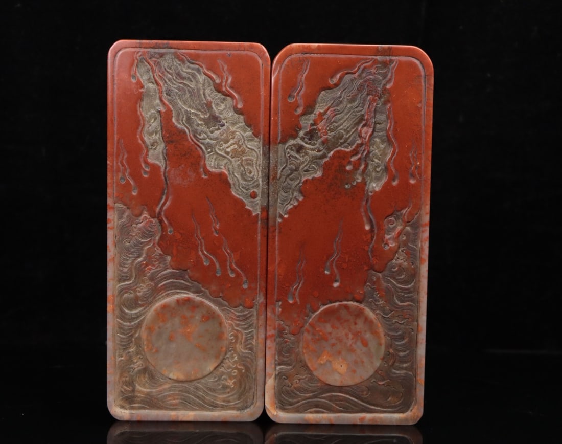 A Exquisite Shoushan Stone Dragon Pattern Brush Washer - 3