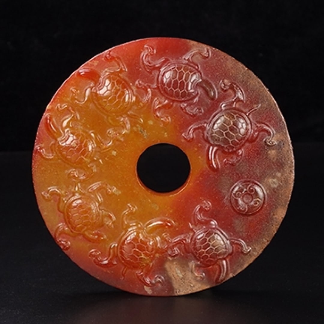 A Exquisite Hotan Jade Tortoise Pattern Bi - 3