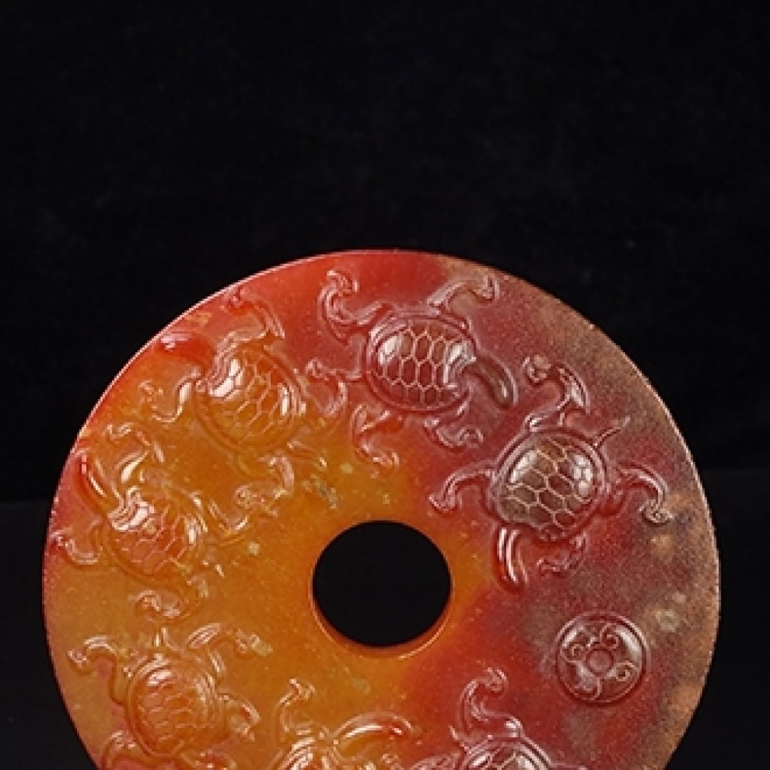 A Exquisite Hotan Jade Tortoise Pattern Bi - 4