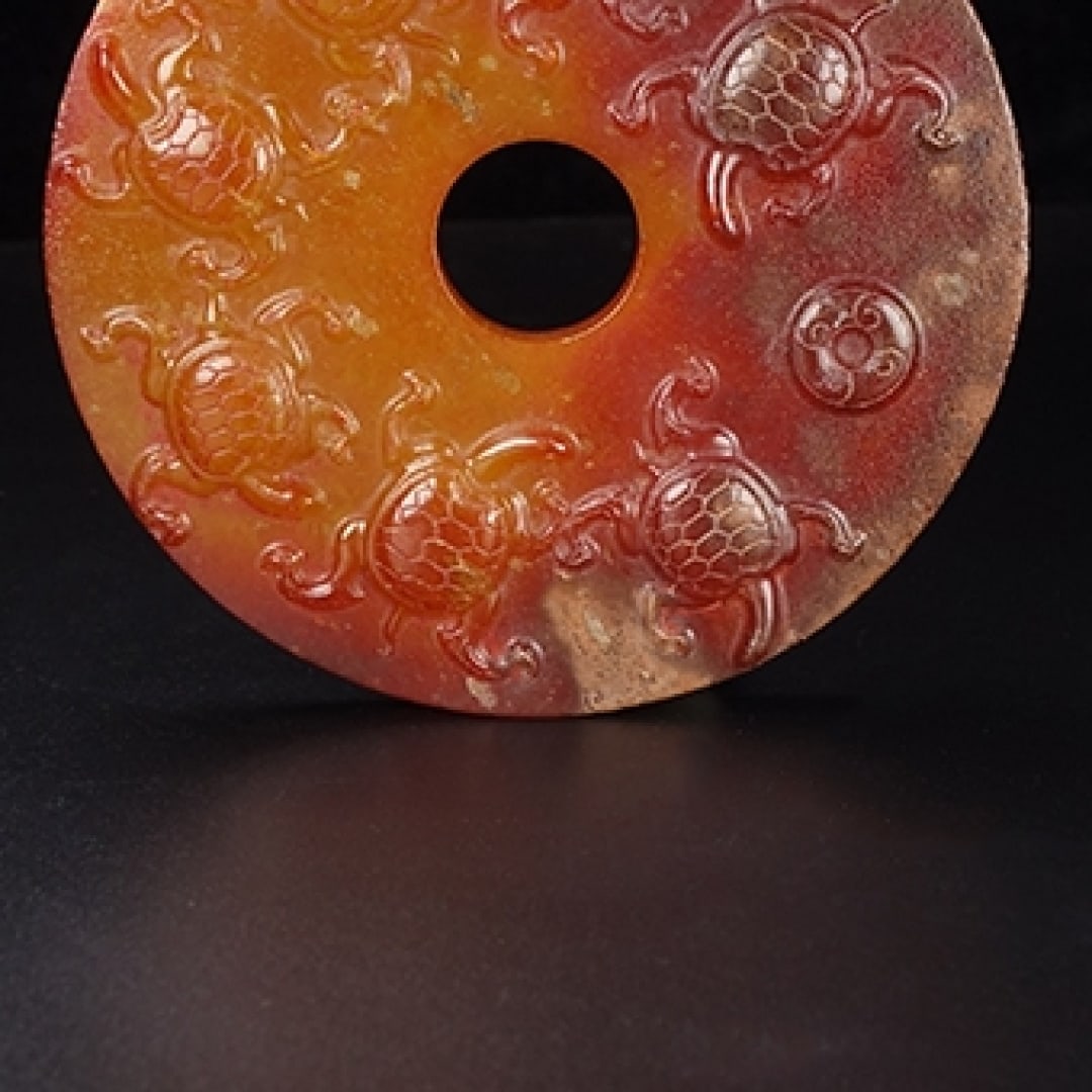 A Exquisite Hotan Jade Tortoise Pattern Bi - 5