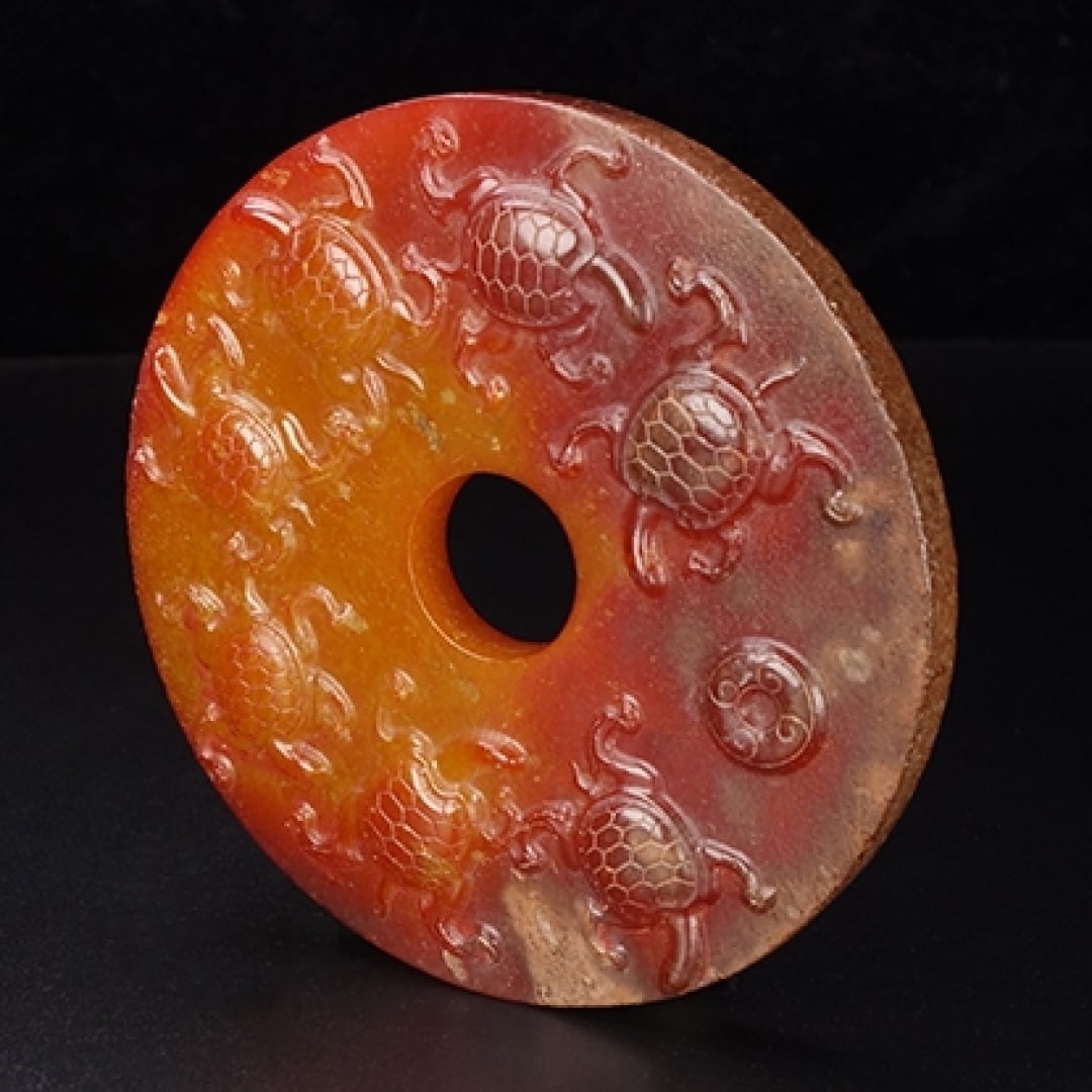 A Exquisite Hotan Jade Tortoise Pattern Bi - 7