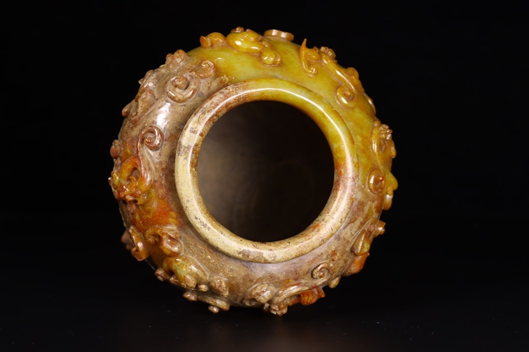 A Exquisite Hotan Jade Dragon Pattern Jar - 8