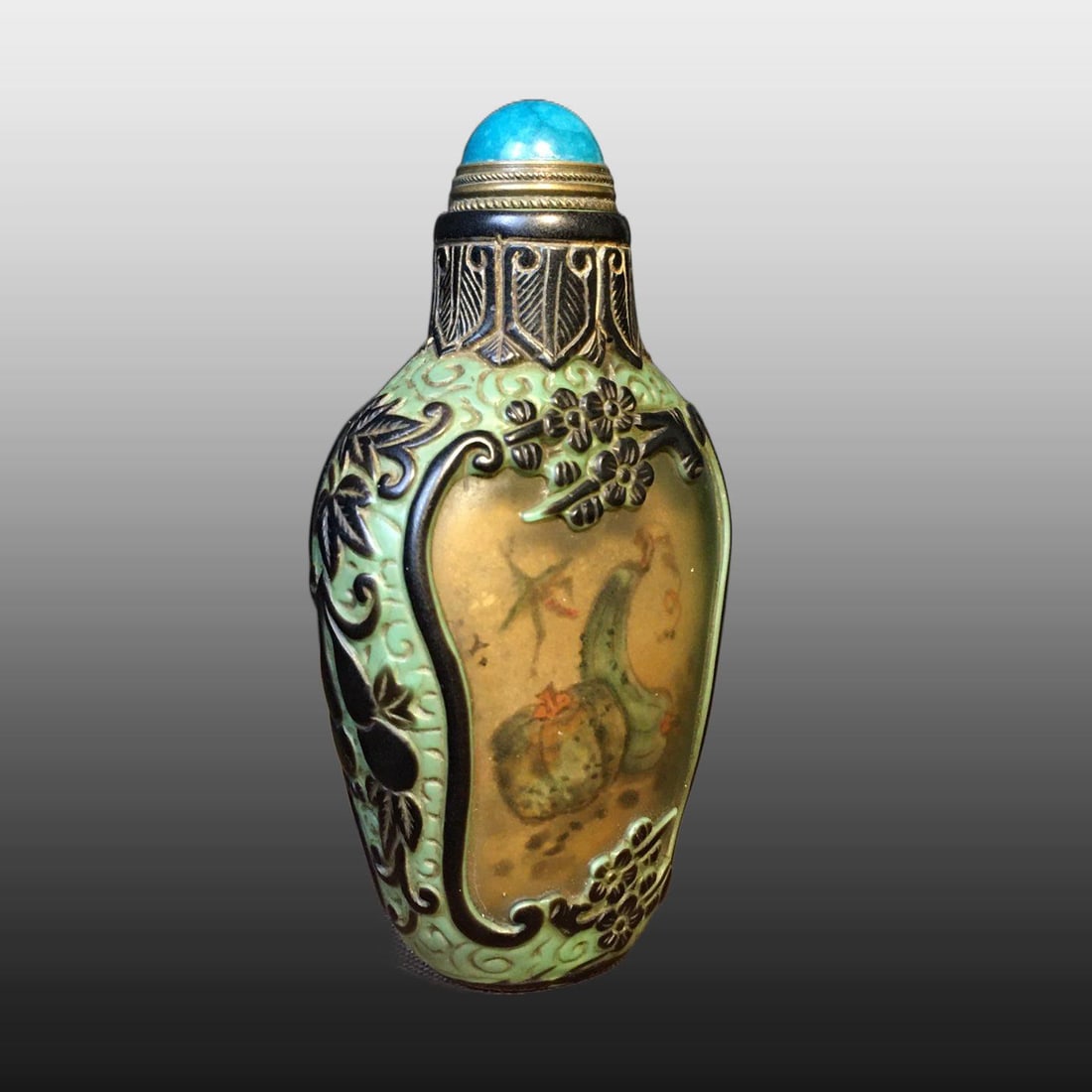 A Exquisite Colored glaze Flower and Fruit Pattern Snuff Bottle - 4