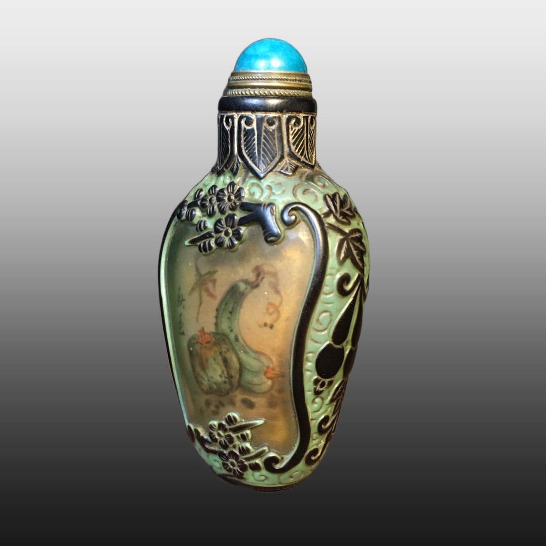 A Exquisite Colored glaze Flower and Fruit Pattern Snuff Bottle - 5