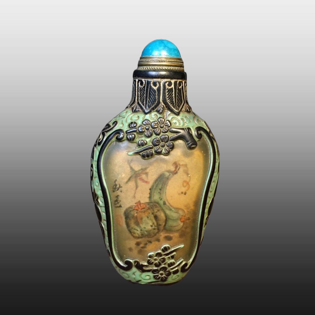 A Exquisite Colored glaze Flower and Fruit Pattern Snuff Bottle - 7