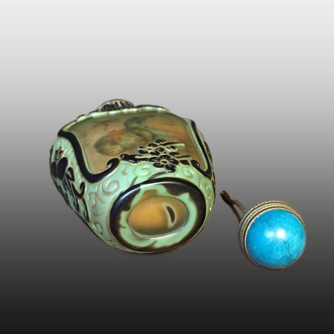 A Exquisite Colored glaze Flower and Fruit Pattern Snuff Bottle - 9