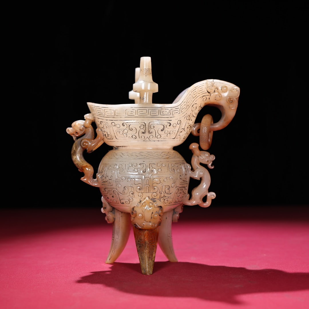 A Exquisite Hetian Jade Tripod Goblet - 5