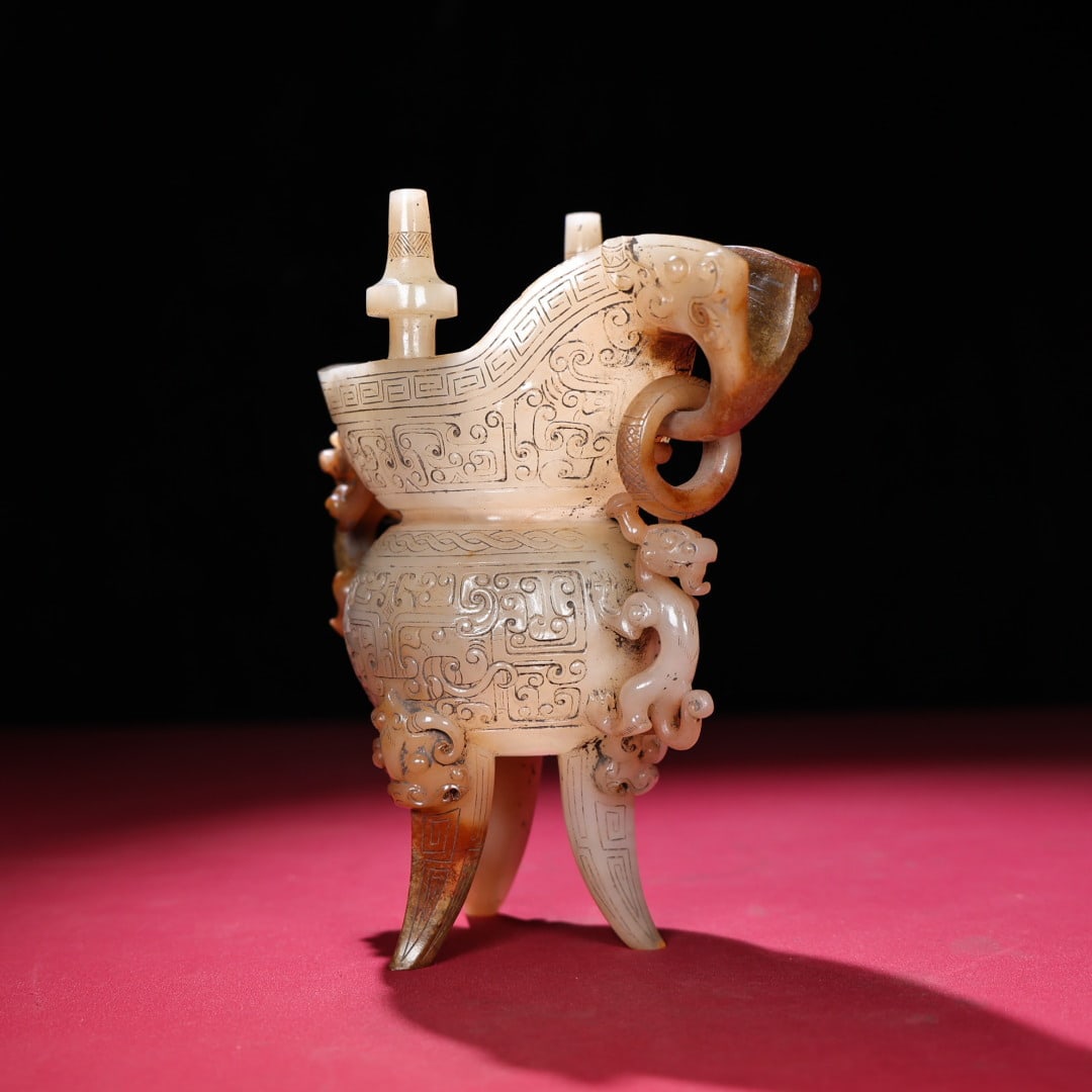 A Exquisite Hetian Jade Tripod Goblet - 6