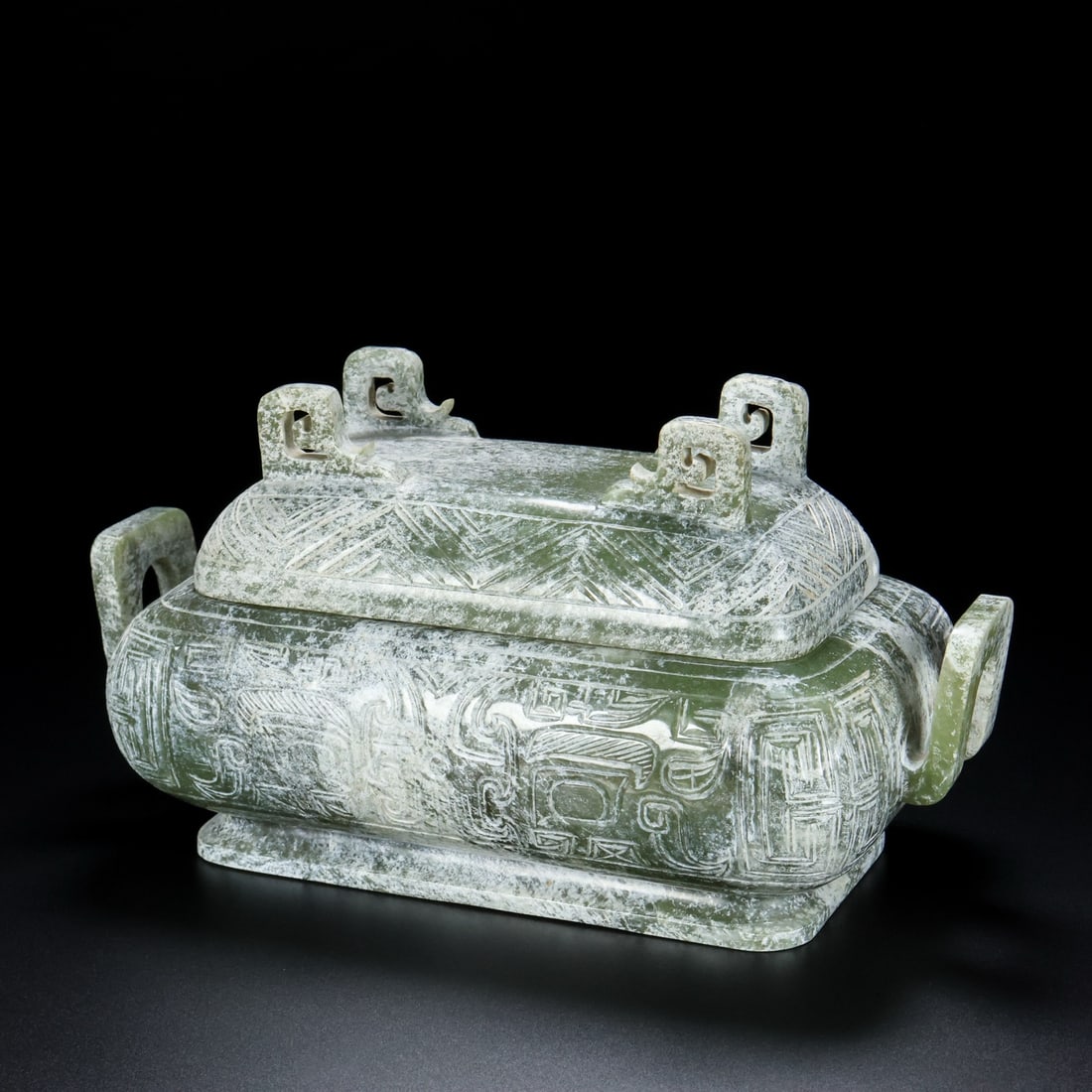 A Exquisite Hotan Jade Beast-Face Pattern Censer - 3