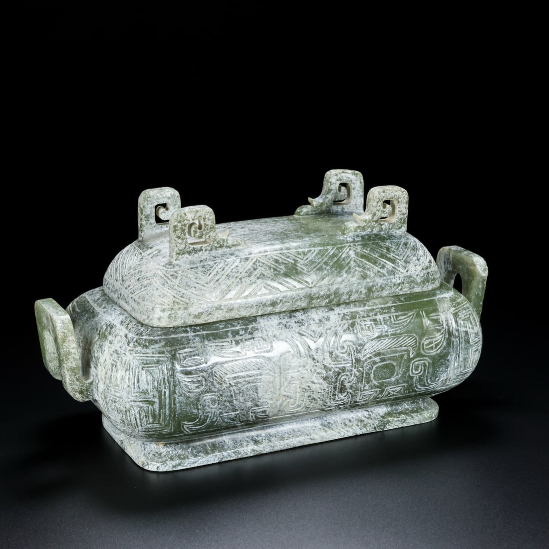 A Exquisite Hotan Jade Beast-Face Pattern Censer - 5