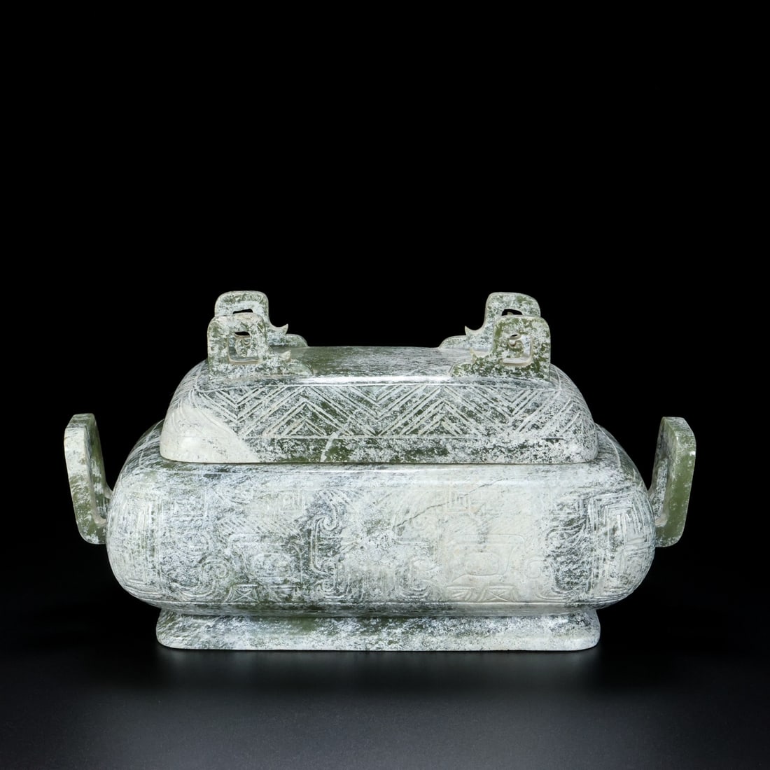 A Exquisite Hotan Jade Beast-Face Pattern Censer - 7