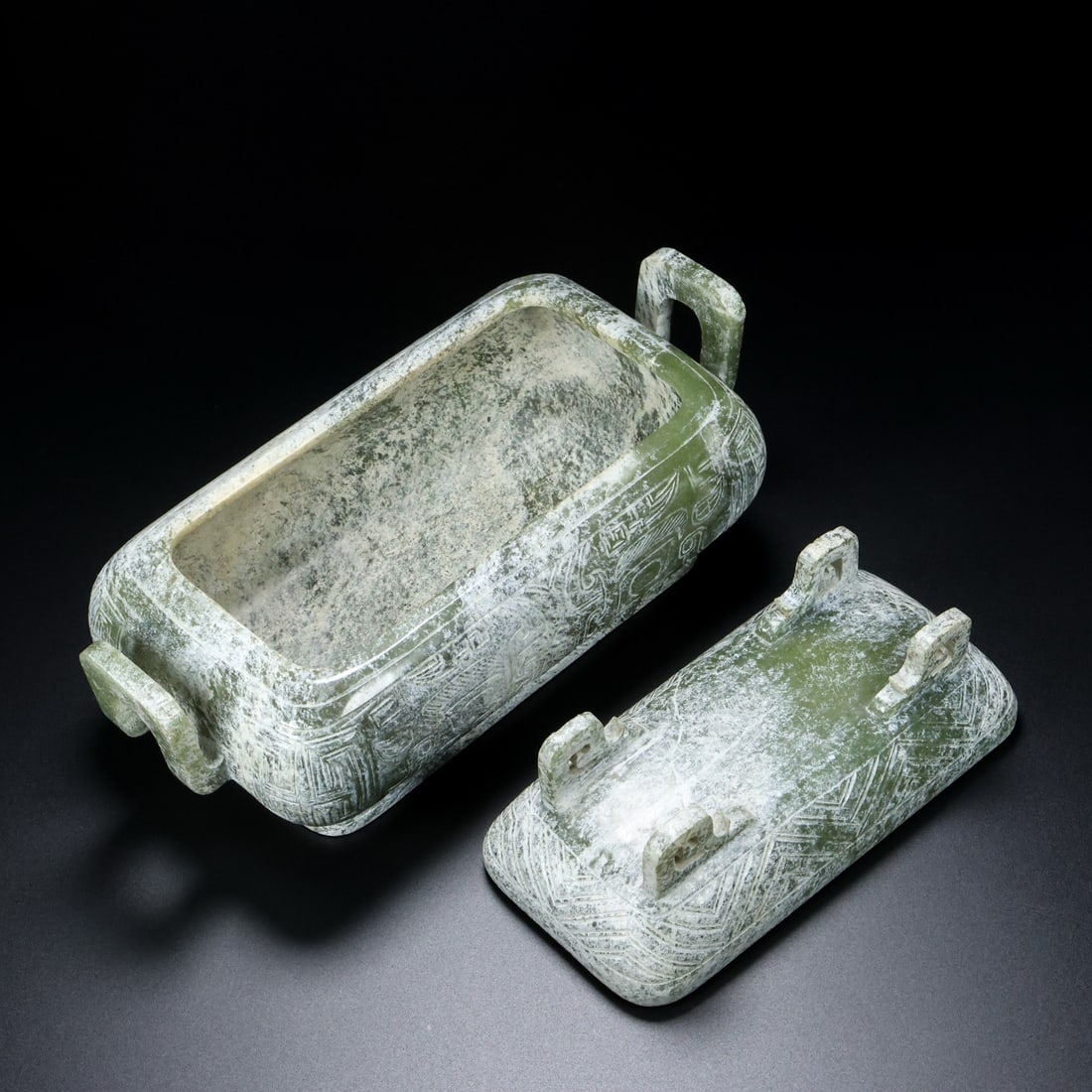 A Exquisite Hotan Jade Beast-Face Pattern Censer - 9