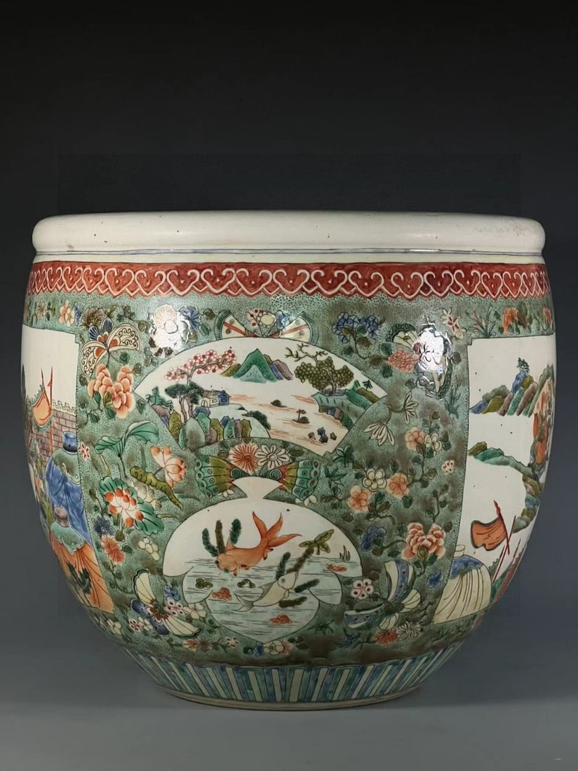 A Exquisite Wucai Figures Pattern Vat - 4
