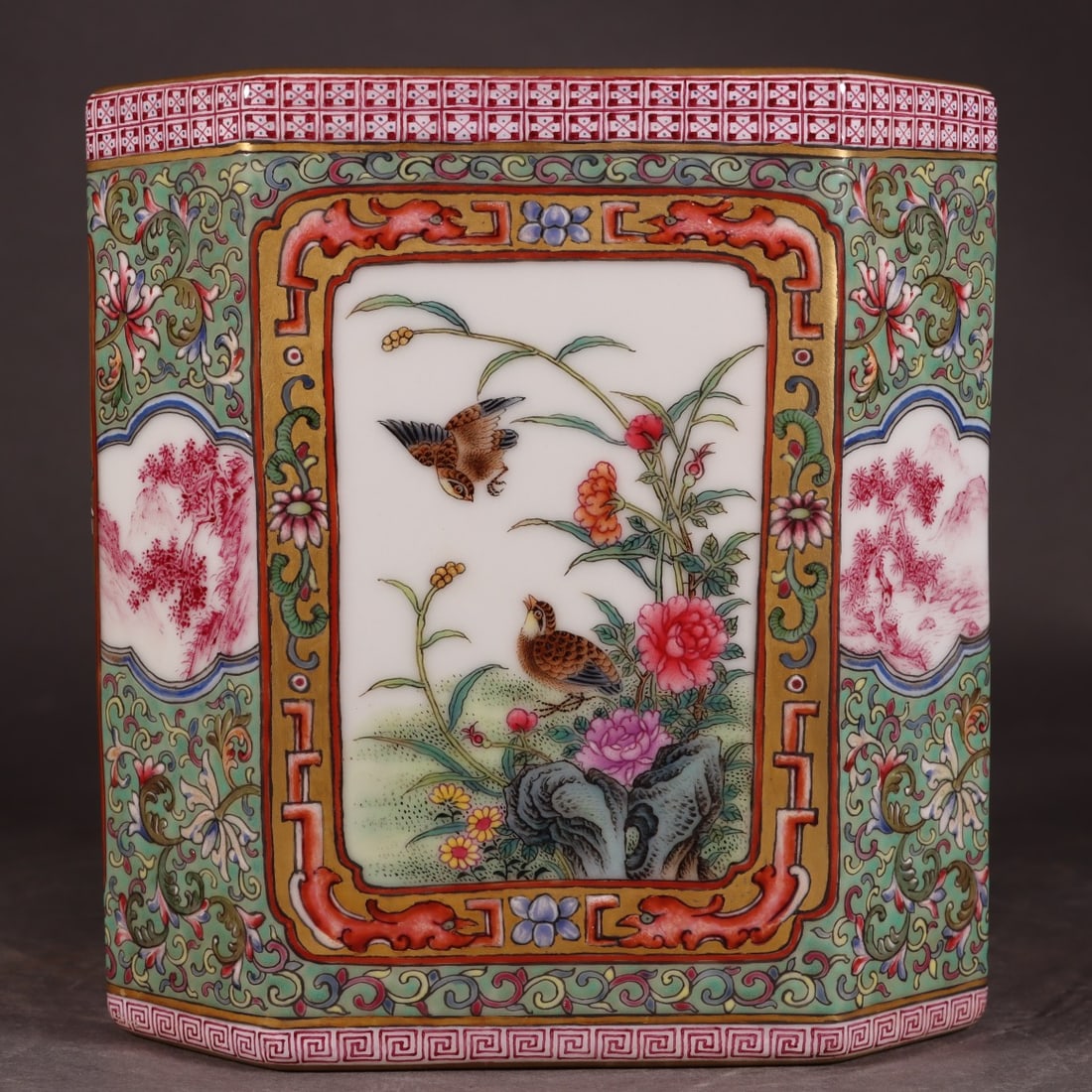 Enamel Figures Pattern Brush Pot - 3